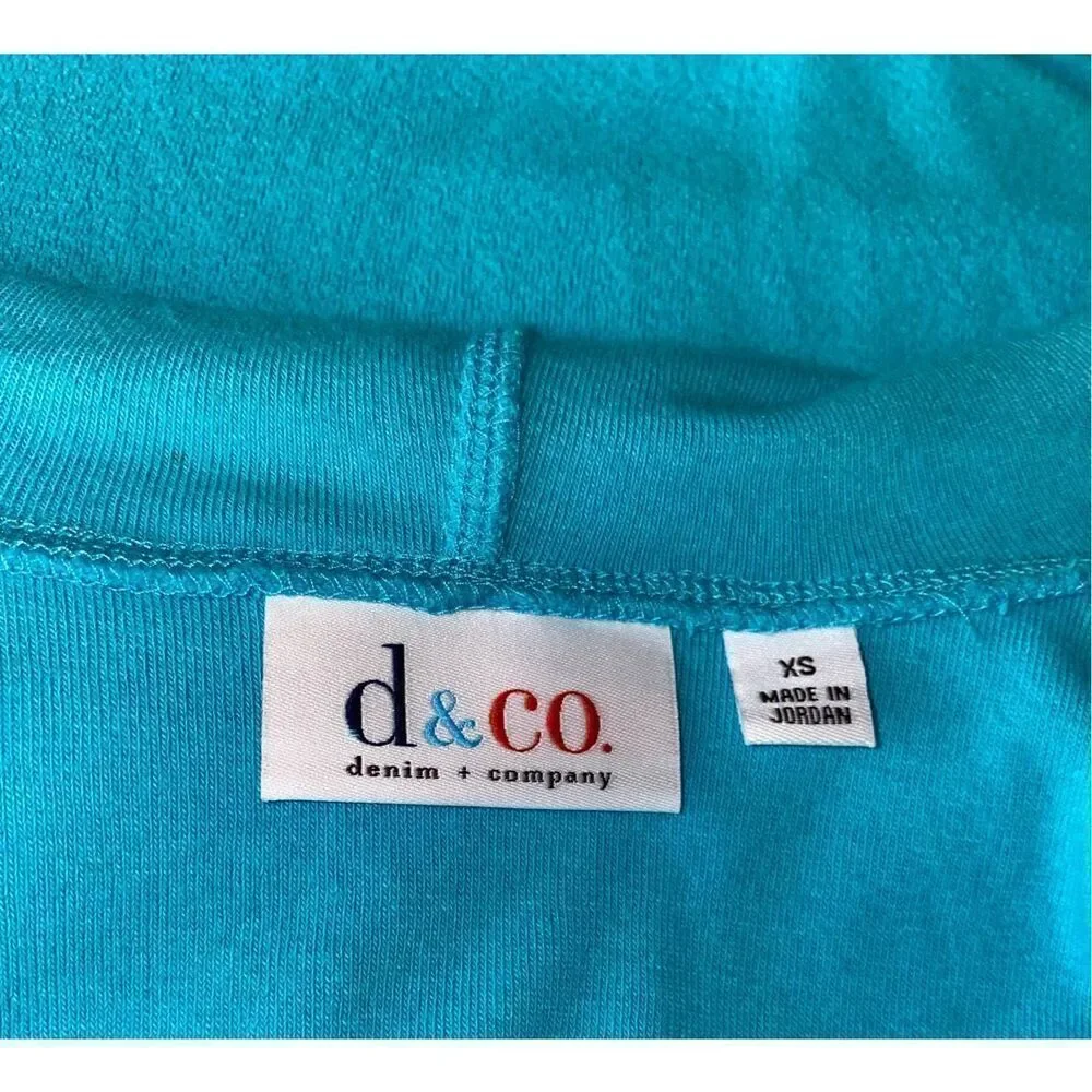 Denim & Co Swim Suit Coverup Button Front Hood Sz. XS Blue Beach Vacation